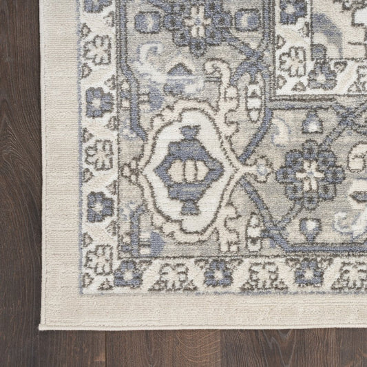 9' X 12' Cream Floral Power Loom Area Rug